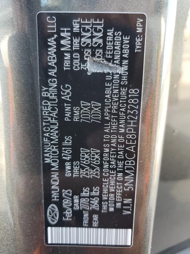 2023 Hyundai Tucson Sel VIN: 5NMJBCAE8PH232818 Lot: 53865755
