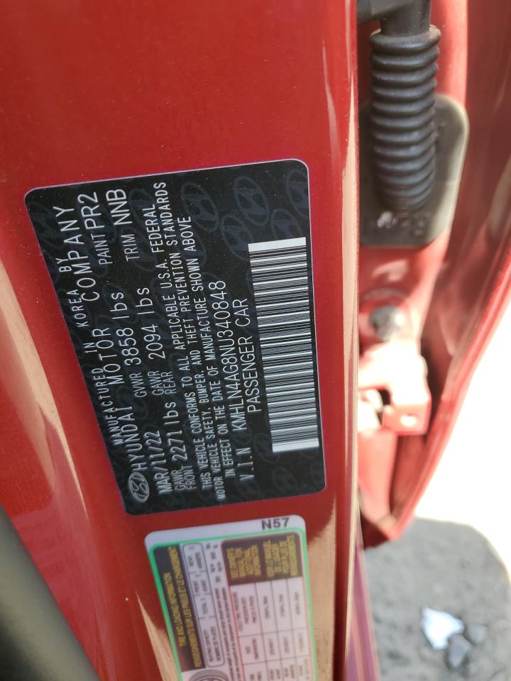 2022 Hyundai Elantra Sel VIN: KMHLN4AG8NU340848 Lot: 54816945