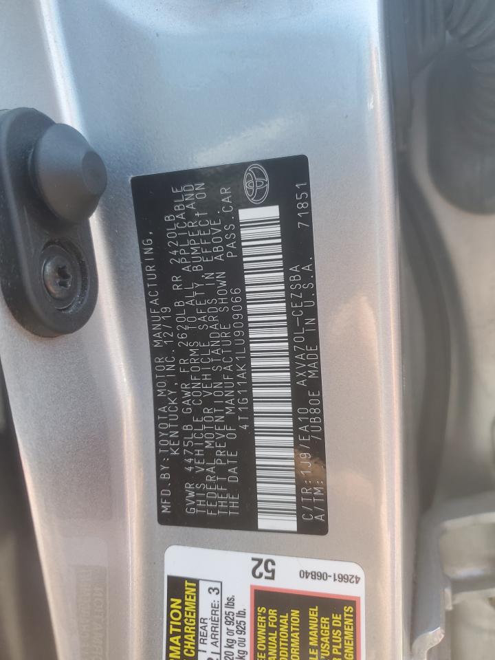 2020 Toyota Camry Se VIN: 4T1G11AK1LU909066 Lot: 54485265