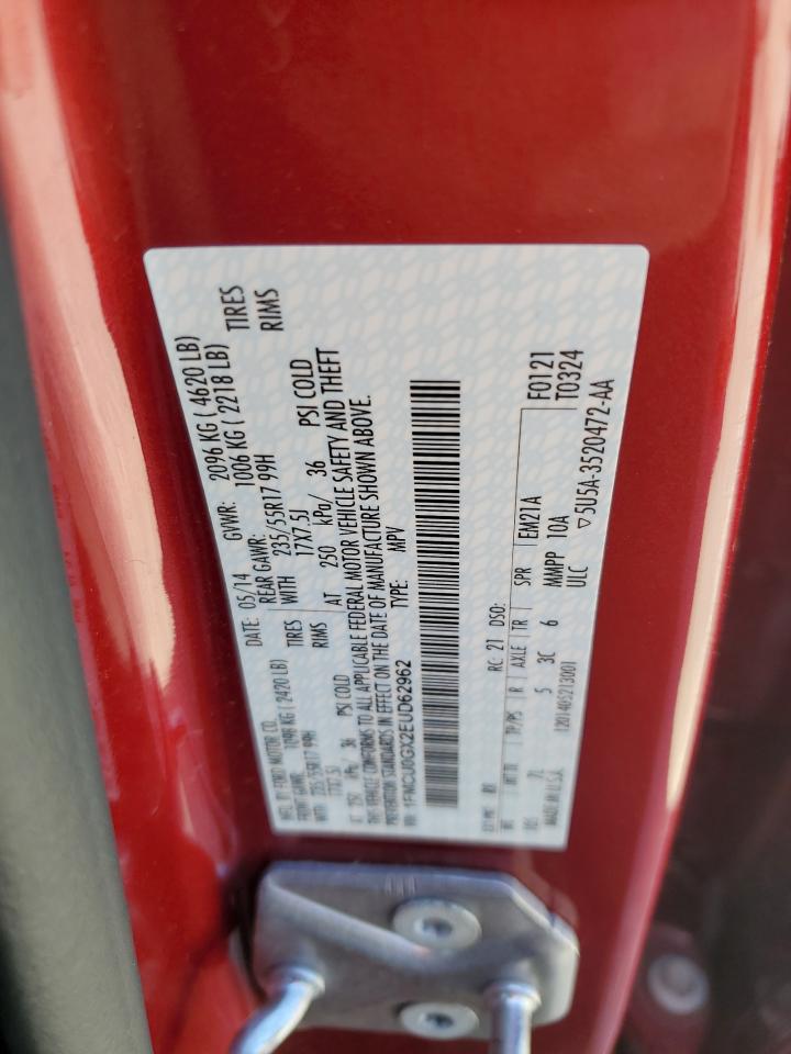 2014 Ford Escape Se VIN: 1FMCU0GX2EUD62962 Lot: 54368775