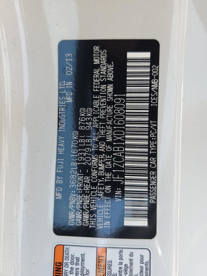 2013 Subaru Brz 2.0 Premium VIN: JF1ZCAB1XD1608091 Lot: 52954005