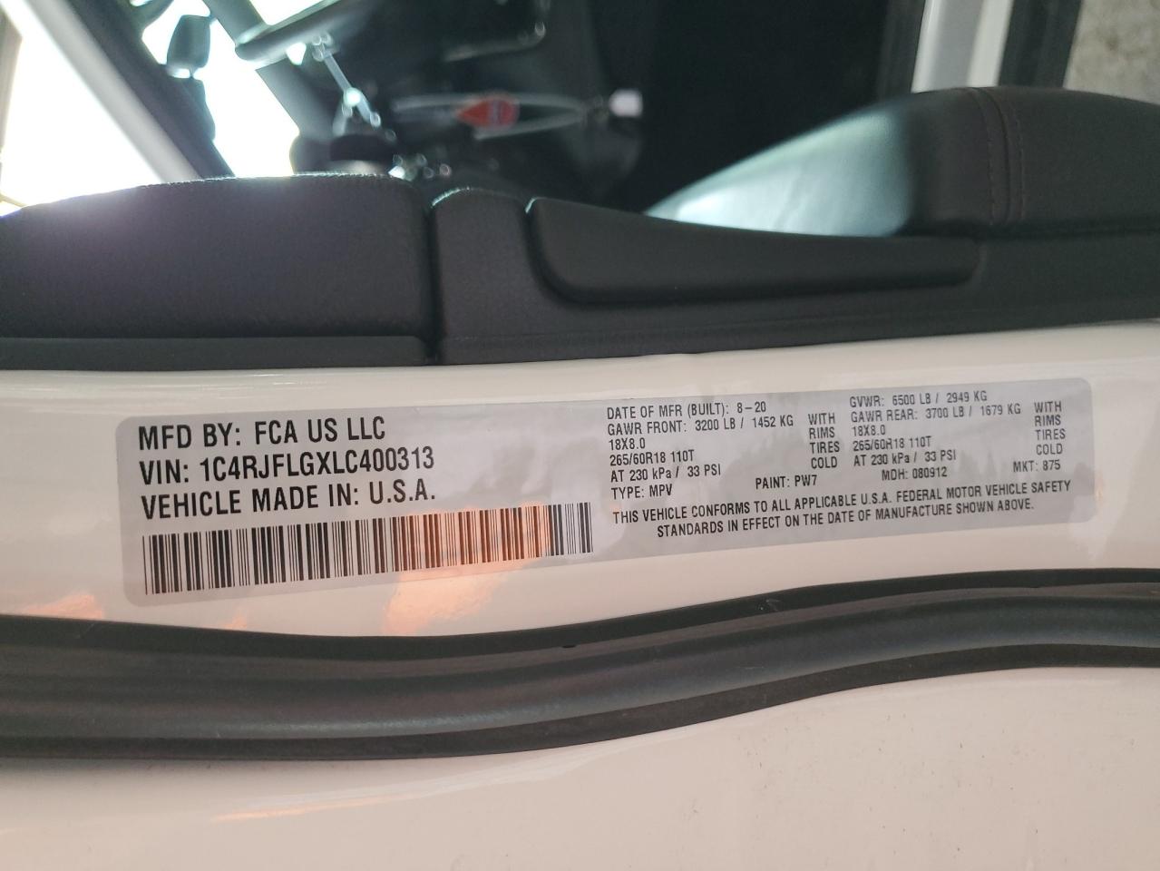 2020 Jeep Grand Cherokee Trailhawk VIN: 1C4RJFLGXLC400313 Lot: 53649565