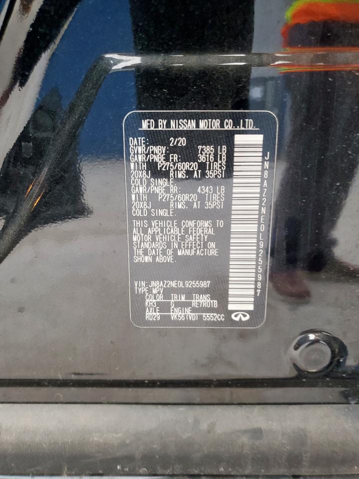 2020 Infiniti Qx80 Luxe VIN: JN8AZ2NE0L9255987 Lot: 53324735