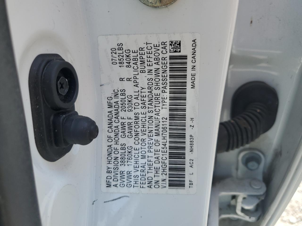 2020 Honda Civic Si VIN: 2HGFC1E54LH706112 Lot: 54153095