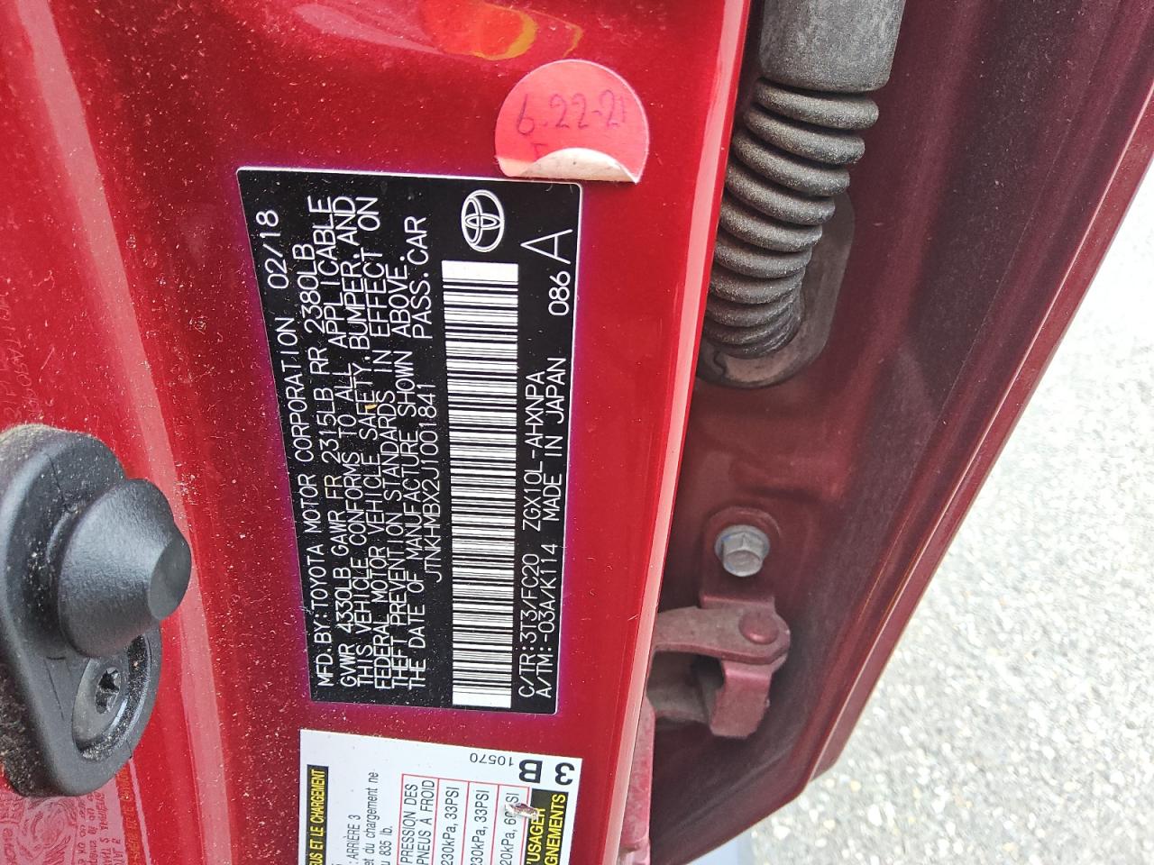 2018 Toyota C-Hr Xle VIN: JTNKHMBX2J1001841 Lot: 53815635