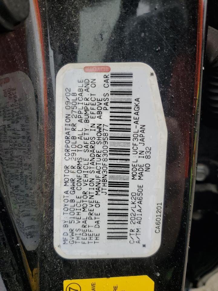 2003 Lexus Ls 430 VIN: JTHBN30F830095877 Lot: 51978925