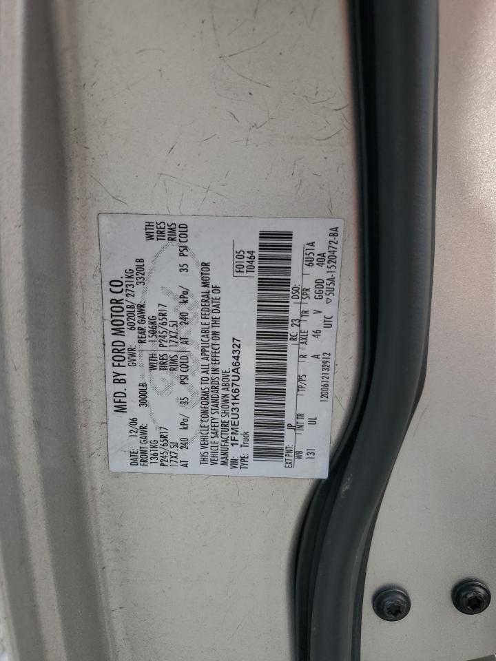 2007 Ford Explorer Sport Trac Xlt VIN: 1FMEU31K67UA64327 Lot: 53003105