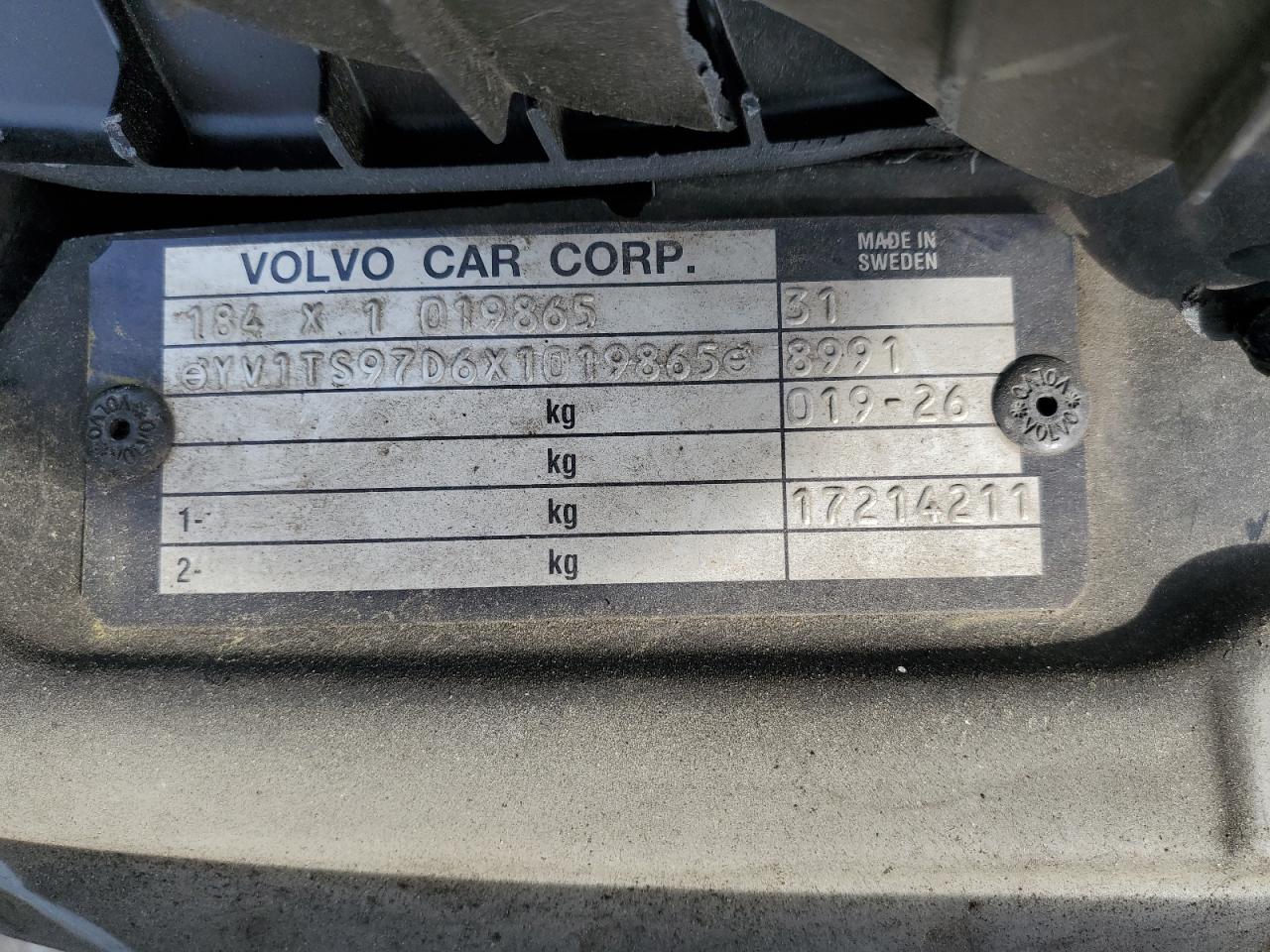 1999 Volvo S80 VIN: YV1TS97D6X1019865 Lot: 54152735