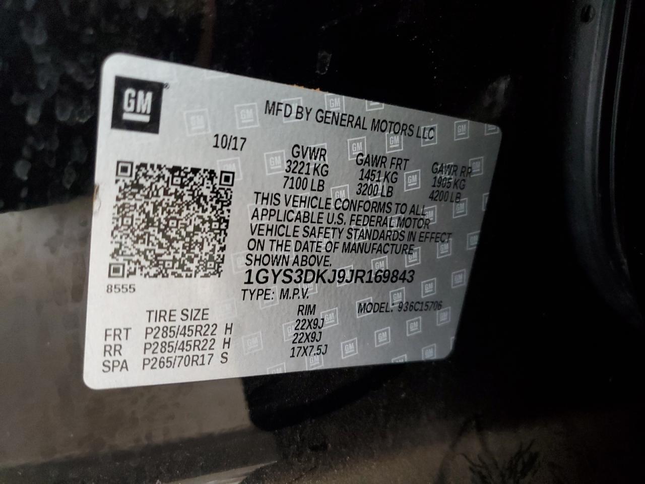 2018 Cadillac Escalade Platinum VIN: 1GYS3DKJ9JR169843 Lot: 50774495