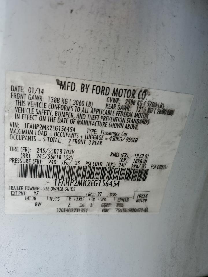 2014 Ford Taurus Police Interceptor VIN: 1FAHP2MK2EG156454 Lot: 53382825