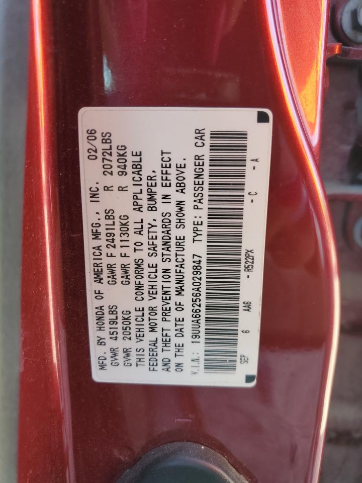 2006 Acura 3.2Tl VIN: 19UUA66256A029847 Lot: 54822425