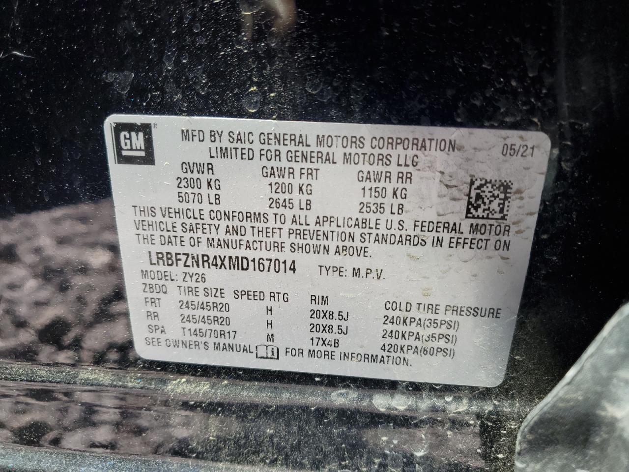 2021 Buick Envision Essence VIN: LRBFZNR4XMD167014 Lot: 53393915