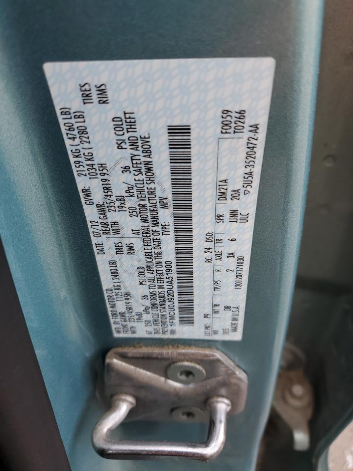 2013 Ford Escape Titanium VIN: 1FMCU0J92DUA51900 Lot: 54594015