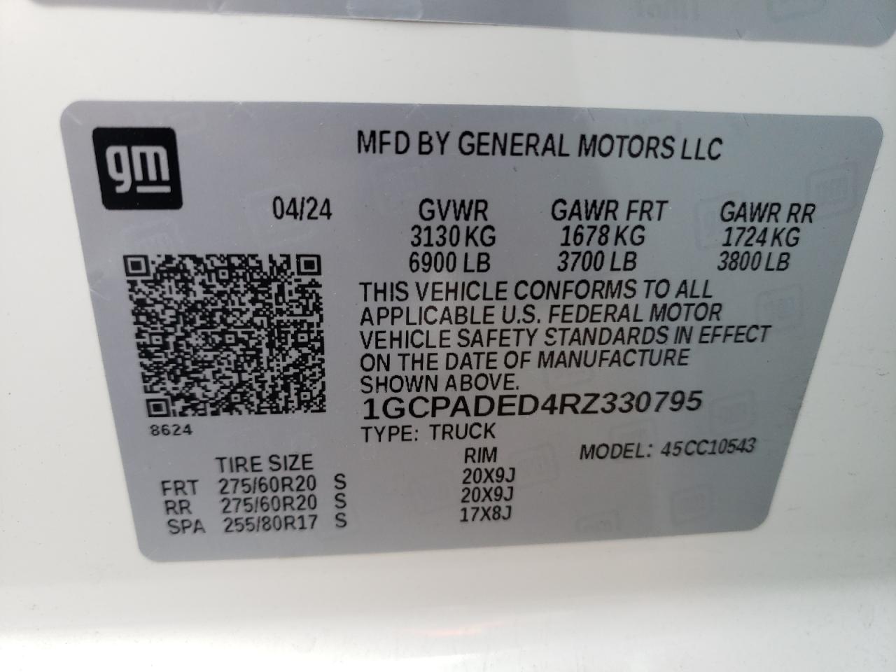 2024 Chevrolet Silverado C1500 Rst VIN: 1GCPADED4RZ330795 Lot: 54989955