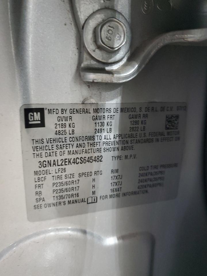 2012 Chevrolet Captiva Sport VIN: 3GNAL2EK4CS645482 Lot: 53922285
