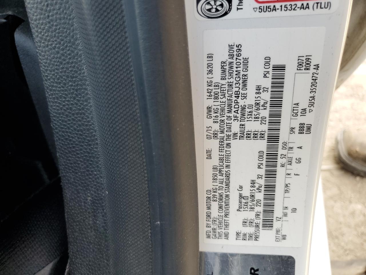 2016 Ford Fiesta Se VIN: 3FADP4BJ3GM107695 Lot: 65638225