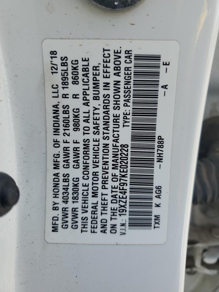 2019 Honda Insight Touring VIN: 19XZE4F97KE020228 Lot: 51865335