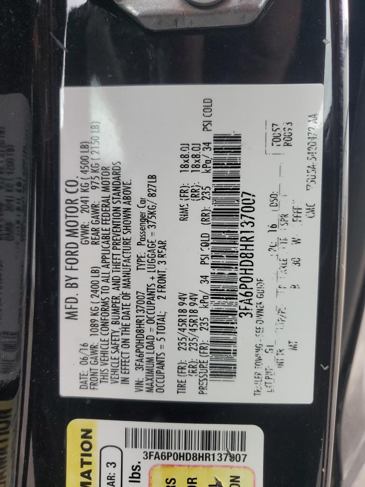 3fa6p0hd8hr137007 3FA6P0HD8HR137007 2017 Ford Fusion Se