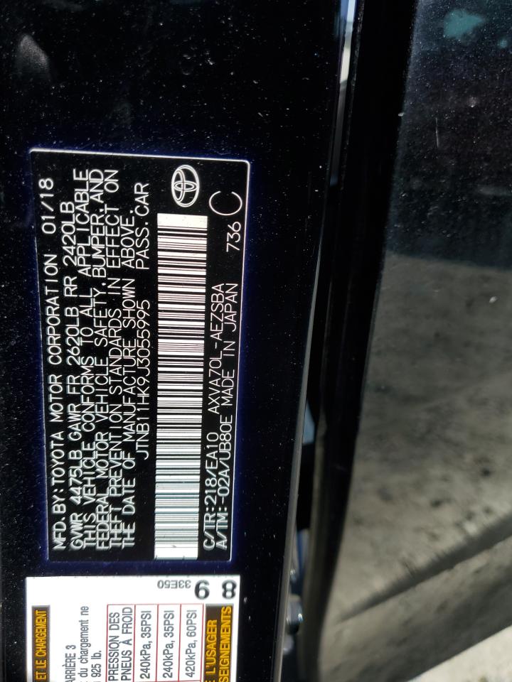 2018 Toyota Camry L VIN: JTNB11HK9J3055995 Lot: 54940115