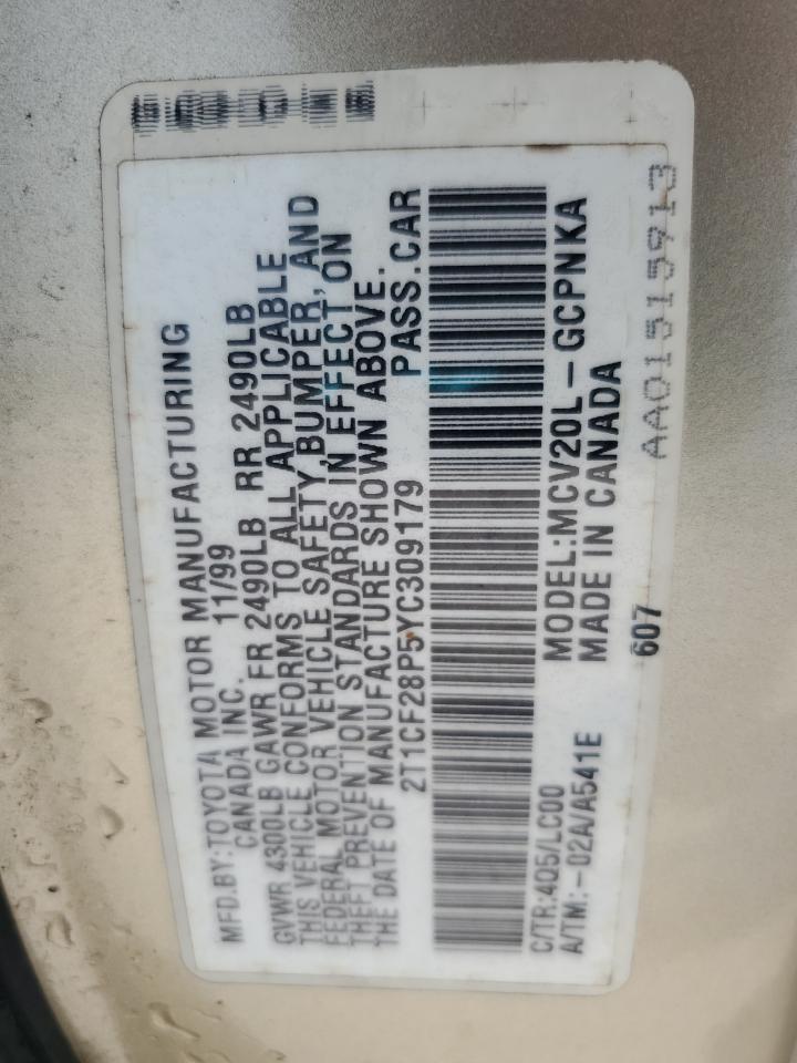 2000 Toyota Camry Solara Se VIN: 2T1CF28P5YC309179 Lot: 54886435