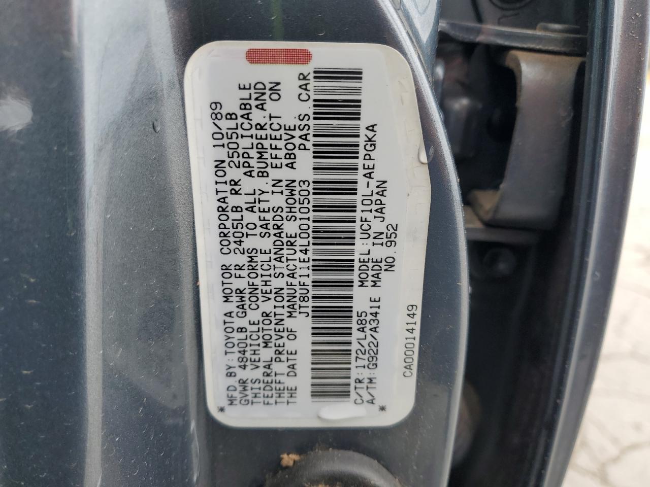 1990 Lexus Ls 400 VIN: JT8UF11E4L0010503 Lot: 51432985