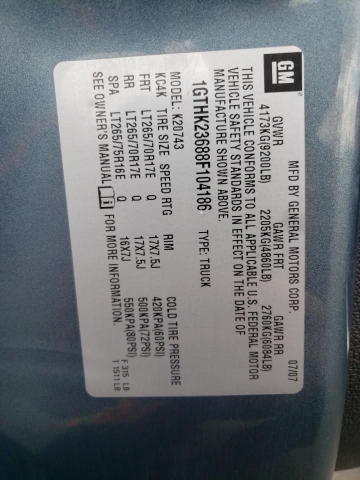 2008 GMC Sierra K2500 Heavy Duty VIN: 1GTHK23688F104186 Lot: 53106495