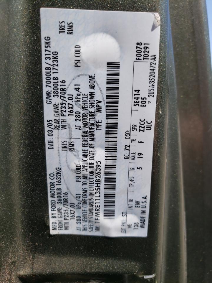 2005 Ford Econoline E150 Wagon VIN: 1FMRE11L35HB26395 Lot: 53172755