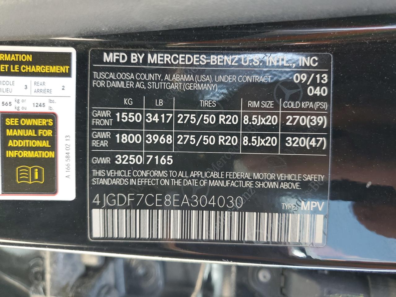 2014 Mercedes-Benz Gl 450 4Matic VIN: 4JGDF7CE8EA304030 Lot: 52979955