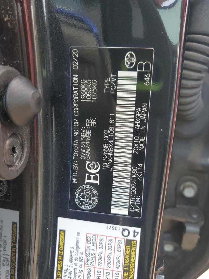 2020 Toyota C-Hr Xle VIN: JTNKHMBX4L1081811 Lot: 53895255