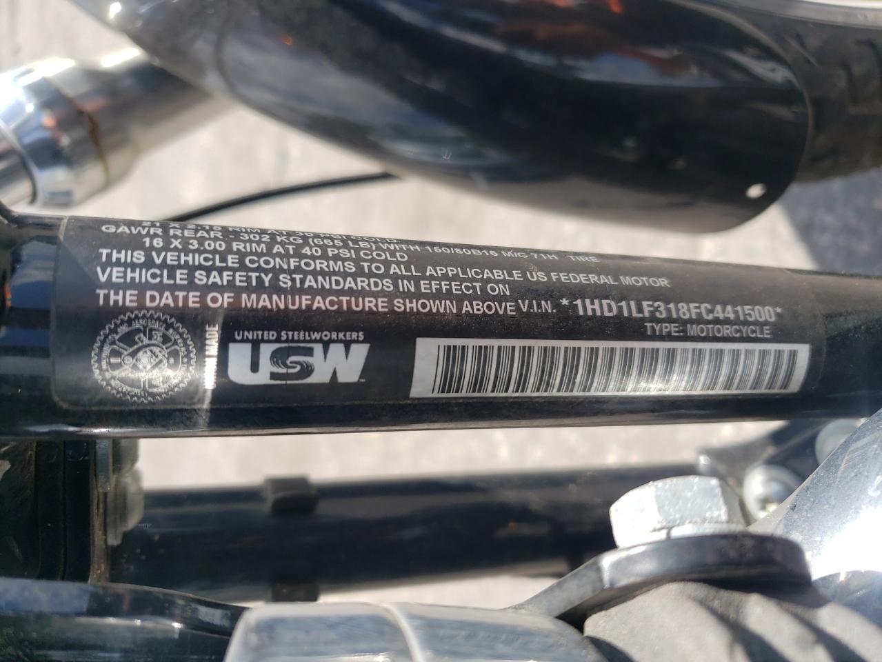 2015 Harley-Davidson Xl1200 V VIN: 1HD1LF318FC441500 Lot: 51989865