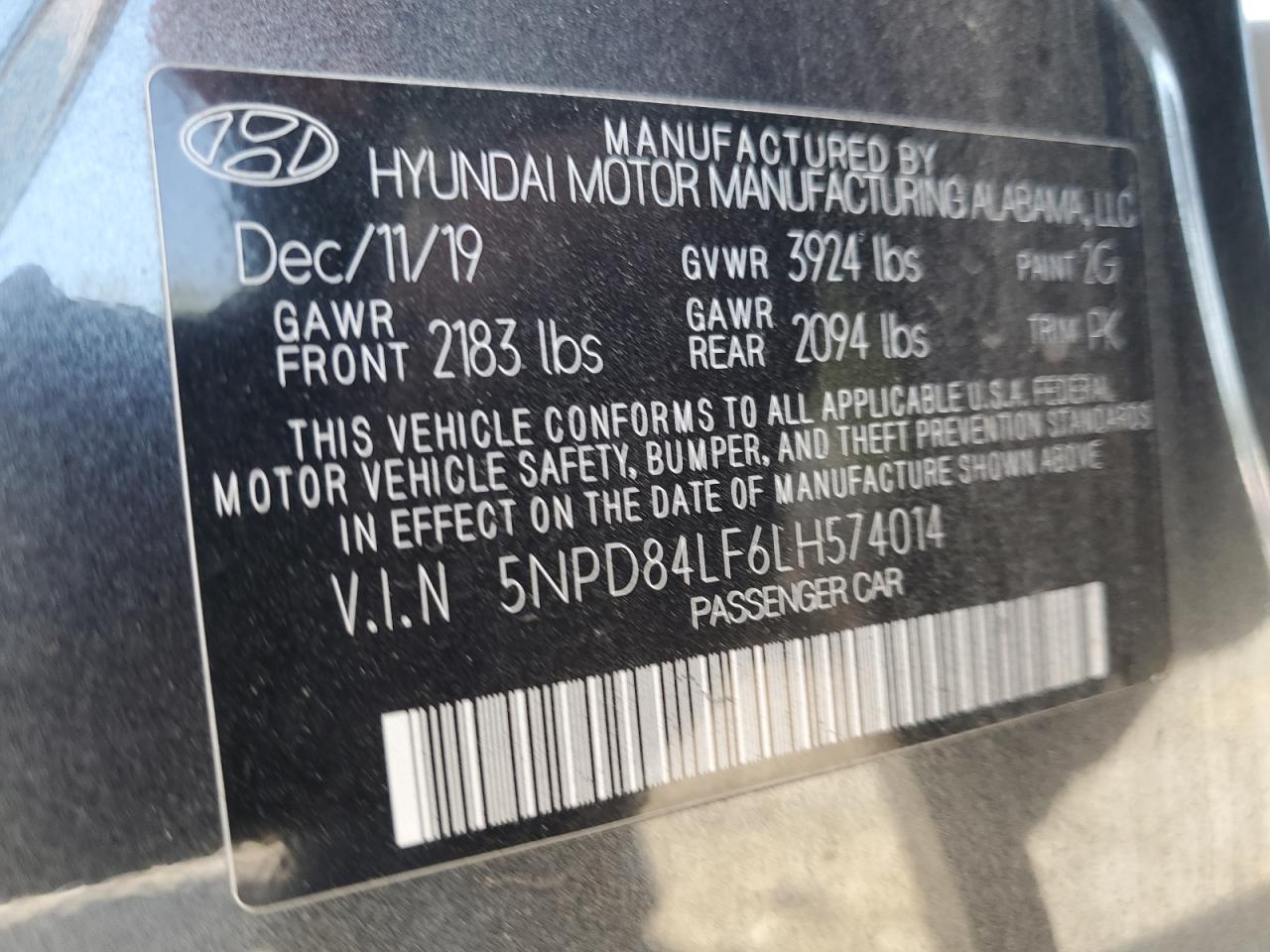 2020 Hyundai Elantra Sel VIN: 5NPD84LF6LH574014 Lot: 53716365