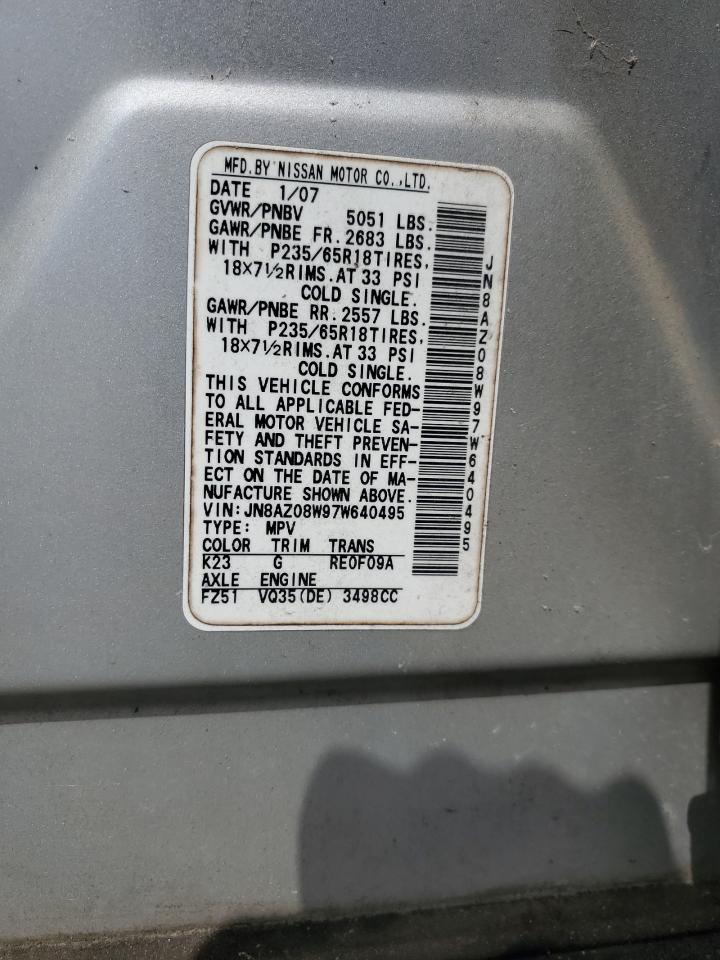 2004 Nissan Murano Sl VIN: JN8AZ08W97W640495 Lot: 54084115