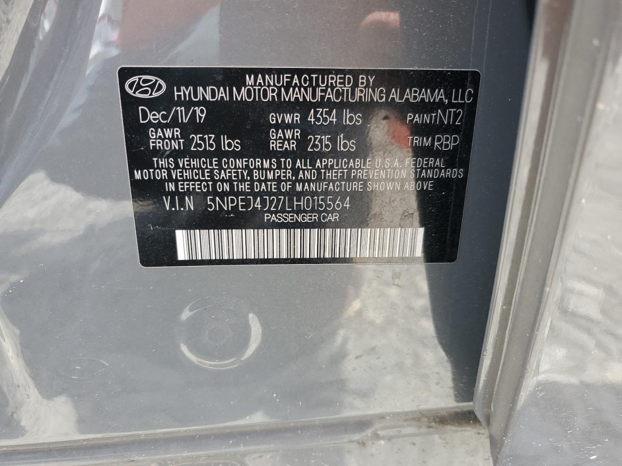 2020 Hyundai Sonata Sel Plus VIN: 5NPEJ4J27LH015564 Lot: 53882325