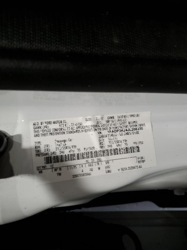 2018 Ford Focus Se VIN: 1FADP3K24JL208935 Lot: 53633965