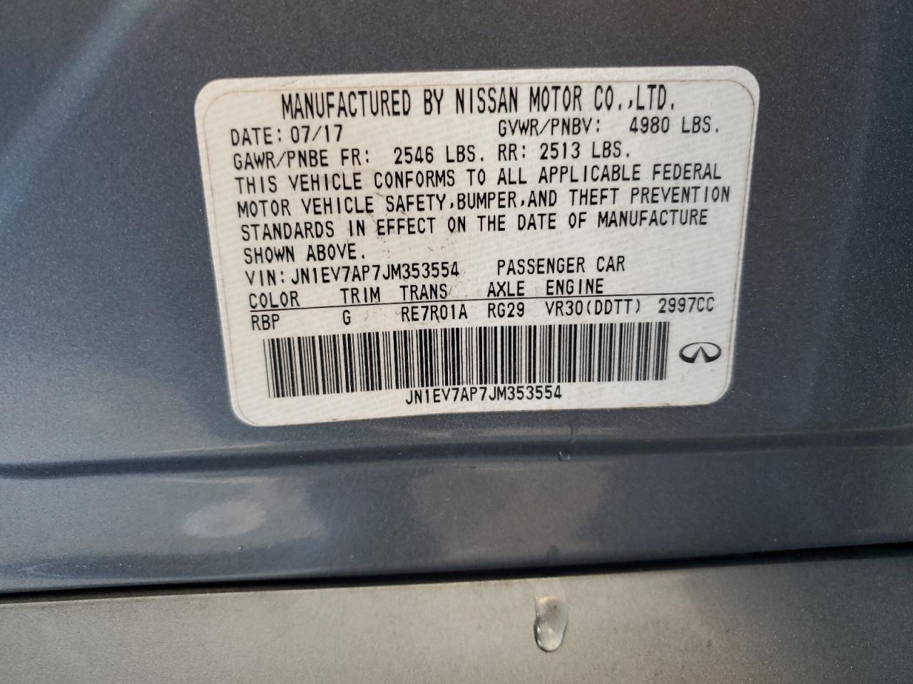 2018 Infiniti Q50 Luxe VIN: JN1EV7AP7JM353554 Lot: 52555045