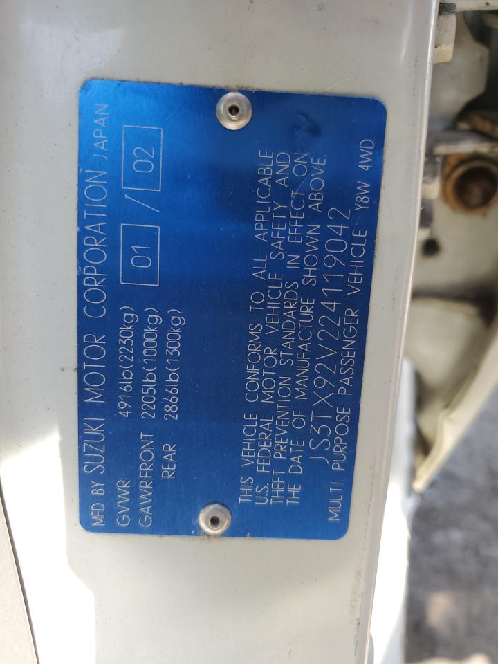 2002 Suzuki Xl7 Plus VIN: JS3TX92V224119042 Lot: 54511695