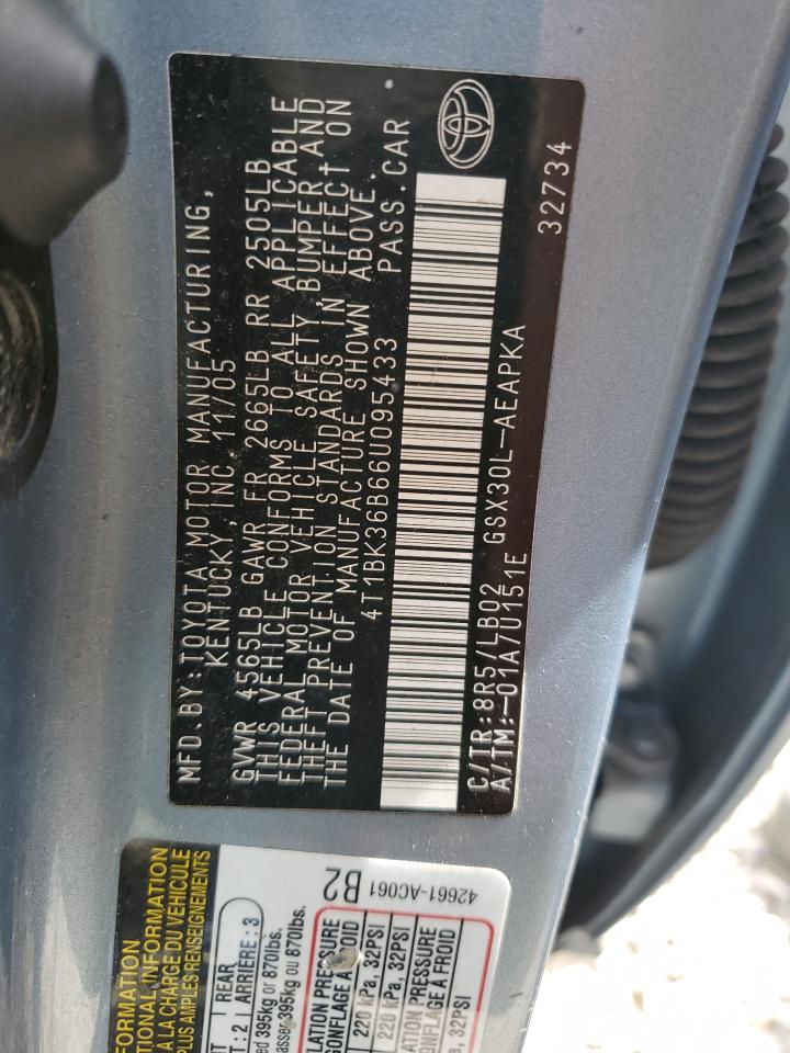 2006 Toyota Avalon Xl VIN: 4T1BK36B66U095433 Lot: 52411515