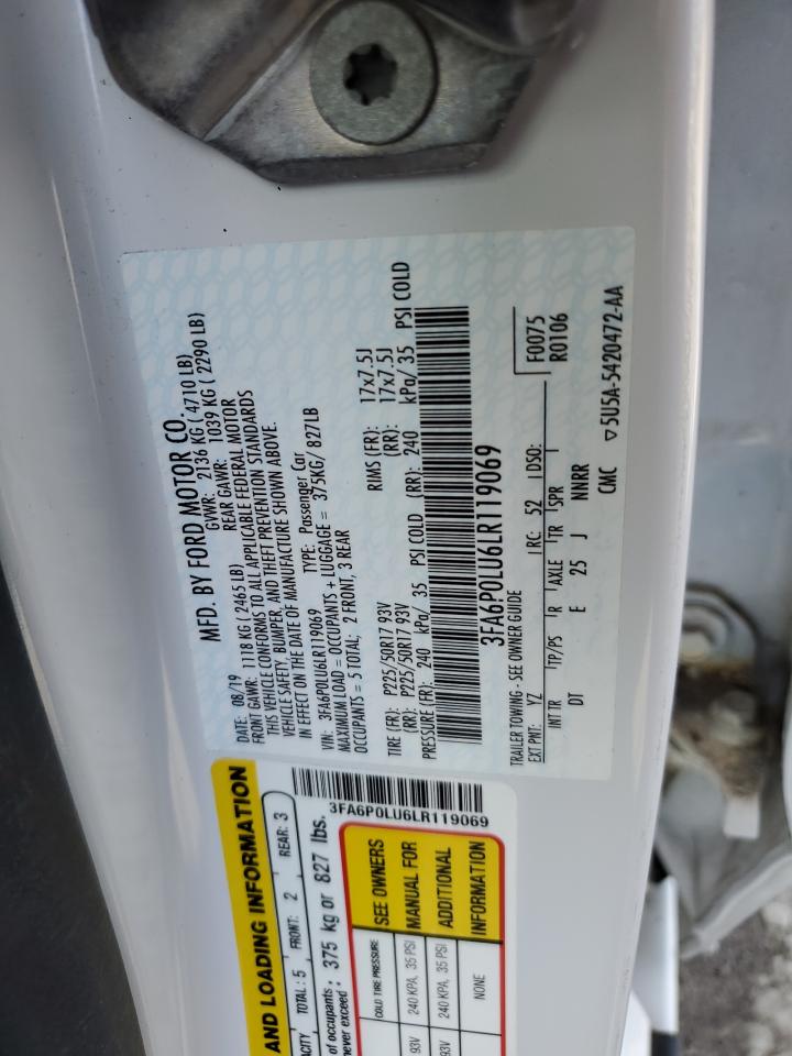 2020 Ford Fusion Se VIN: 3FA6P0LU6LR119069 Lot: 54038395