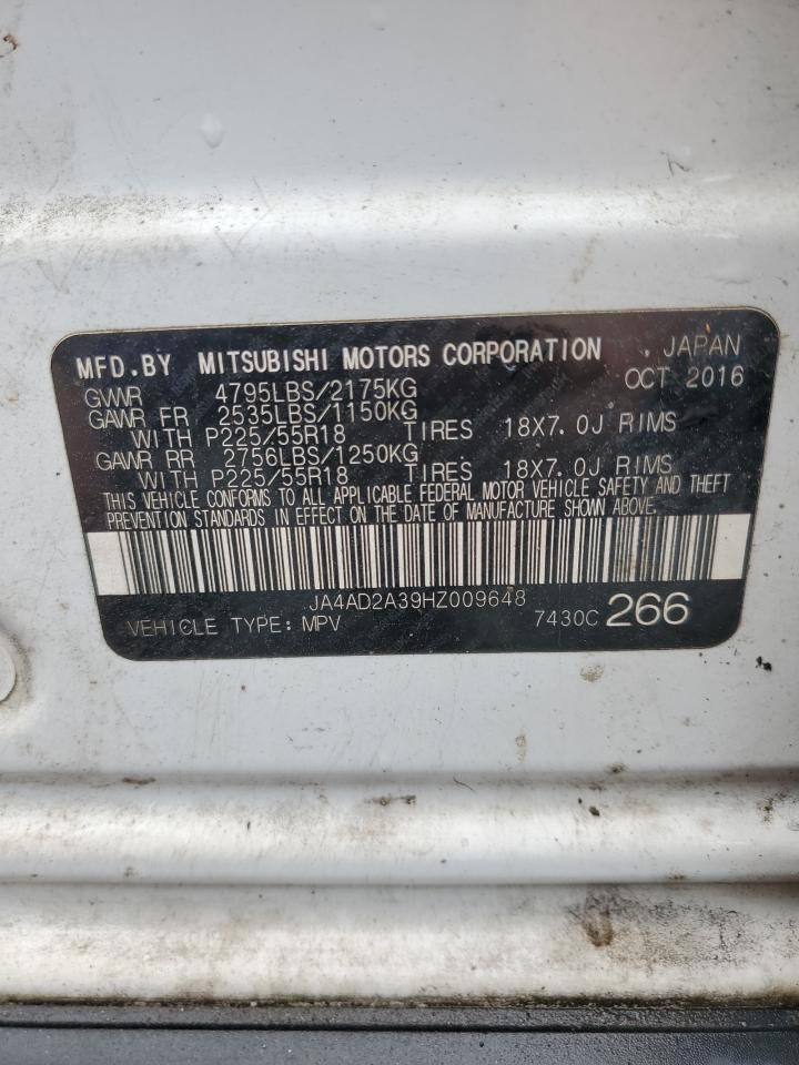 2017 Mitsubishi Outlander Es VIN: JA4AD2A39HZ009648 Lot: 54650355