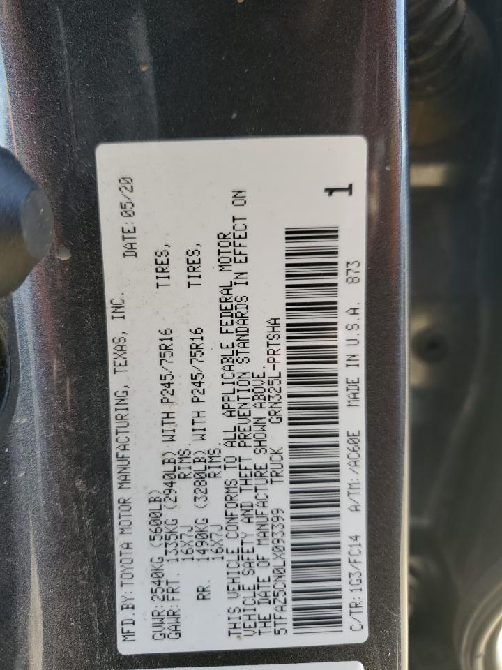 2020 Toyota Tacoma Double Cab VIN: 5TFAZ5CN0LX093399 Lot: 52302225