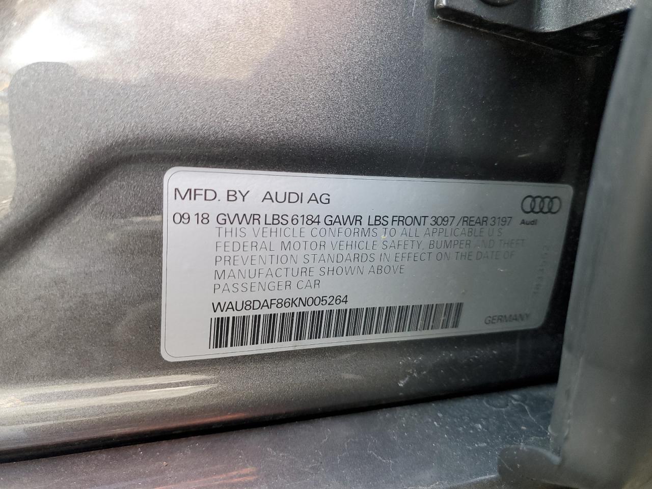 2019 Audi A8 L VIN: WAU8DAF86KN005264 Lot: 51360835