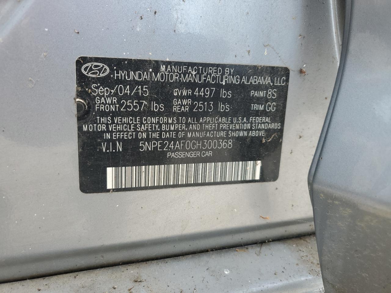 2016 Hyundai Sonata Se VIN: 5NPE24AF0GH300368 Lot: 55207685