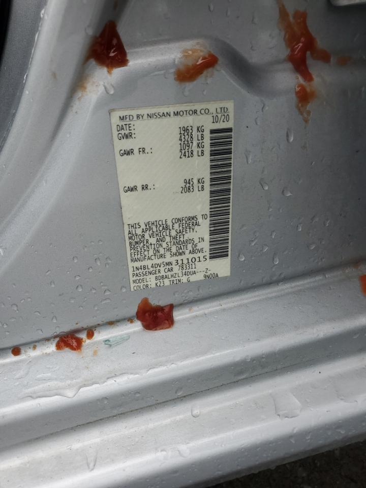 2021 Nissan Altima Sv VIN: 1N4BL4DV5MN311015 Lot: 54748875