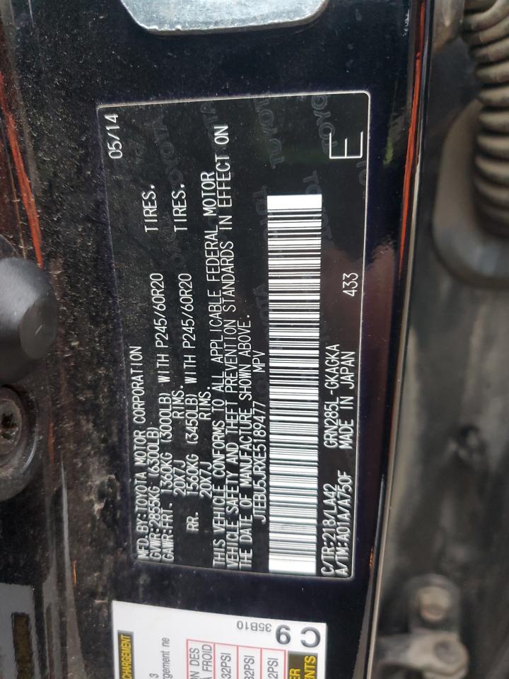 2014 Toyota 4Runner Sr5 VIN: JTEBU5JRXE5189477 Lot: 51752805
