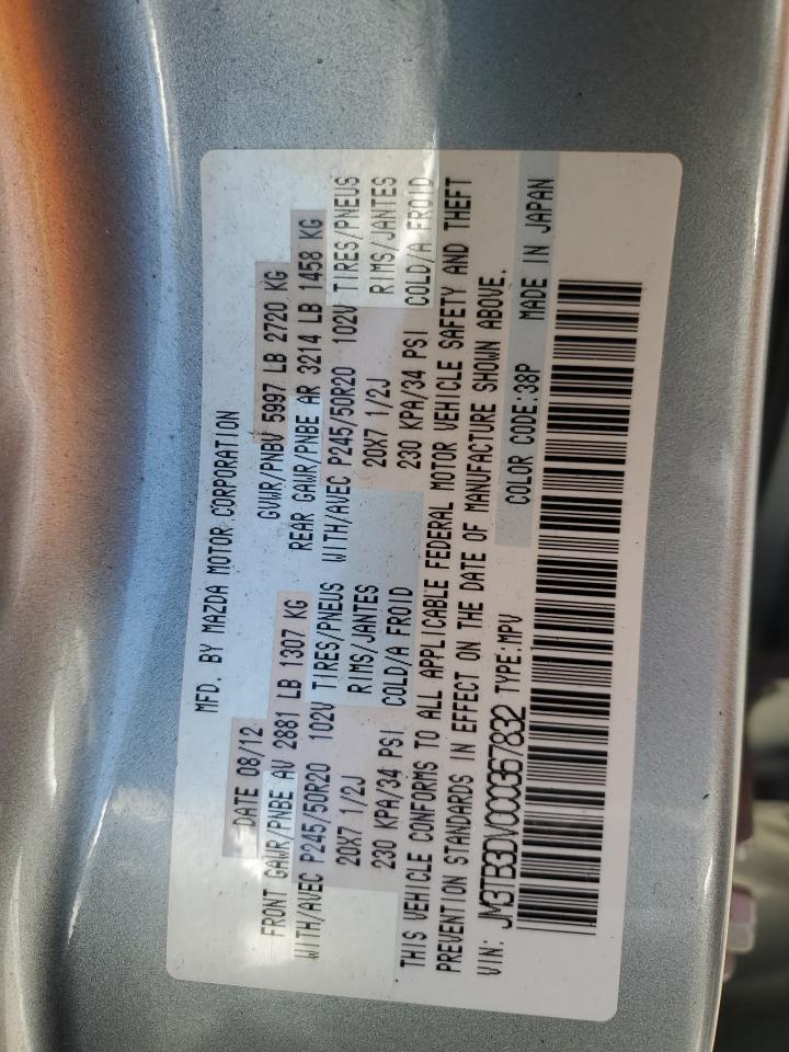 2012 Mazda Cx-9 VIN: JM3TB3DV0C0367832 Lot: 53796595