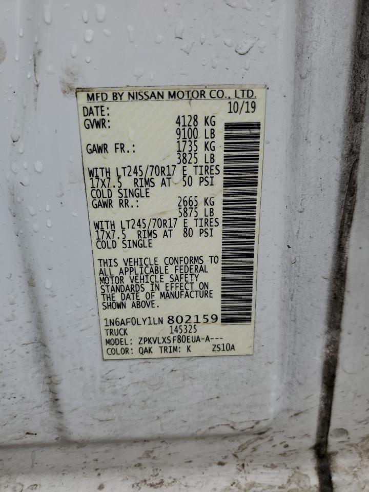 2020 Nissan Nv 2500 Sv VIN: 1N6AF0LY1LN802159 Lot: 52907875
