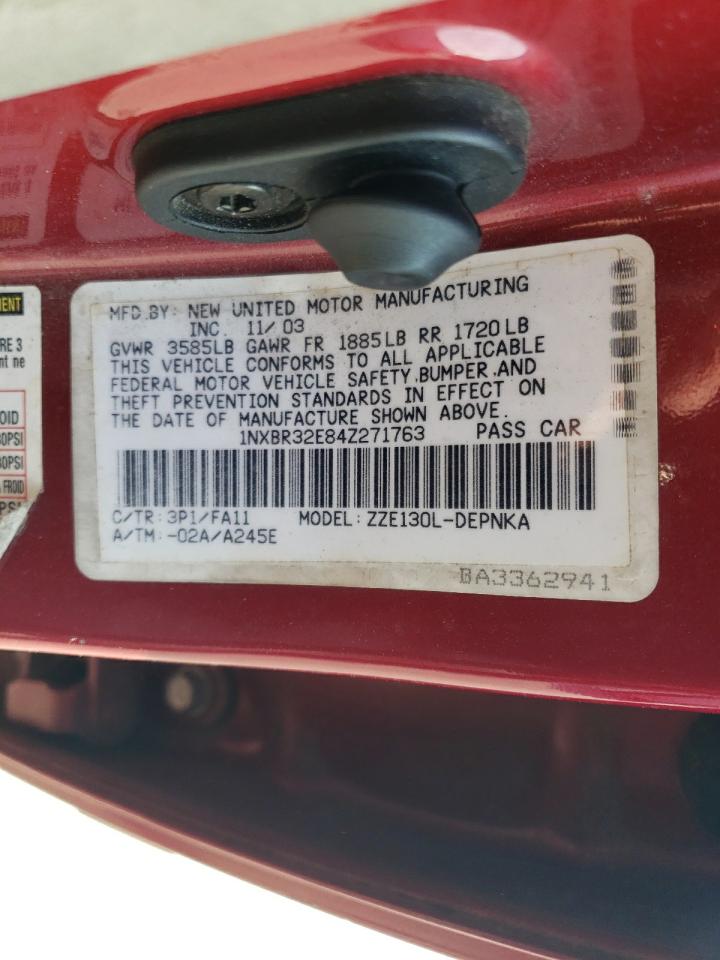 2004 Toyota Corolla Ce VIN: 1NXBR32E84Z271763 Lot: 53714305