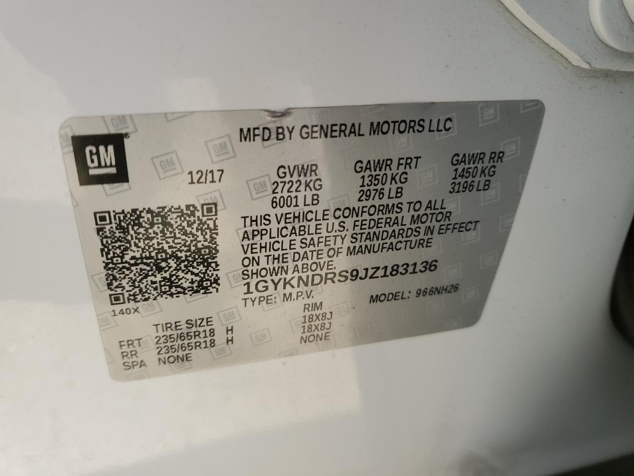 2018 Cadillac Xt5 Luxury VIN: 1GYKNDRS9JZ183136 Lot: 51107245