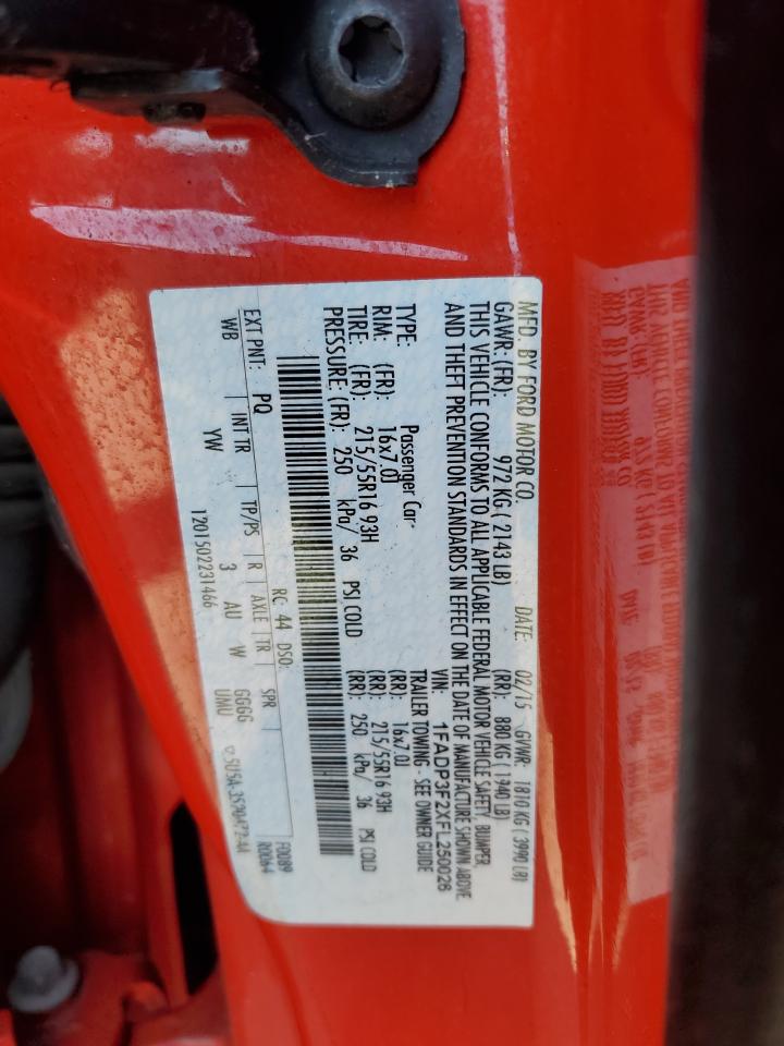 2015 Ford Focus Se VIN: 1FADP3F2XFL250026 Lot: 54846705