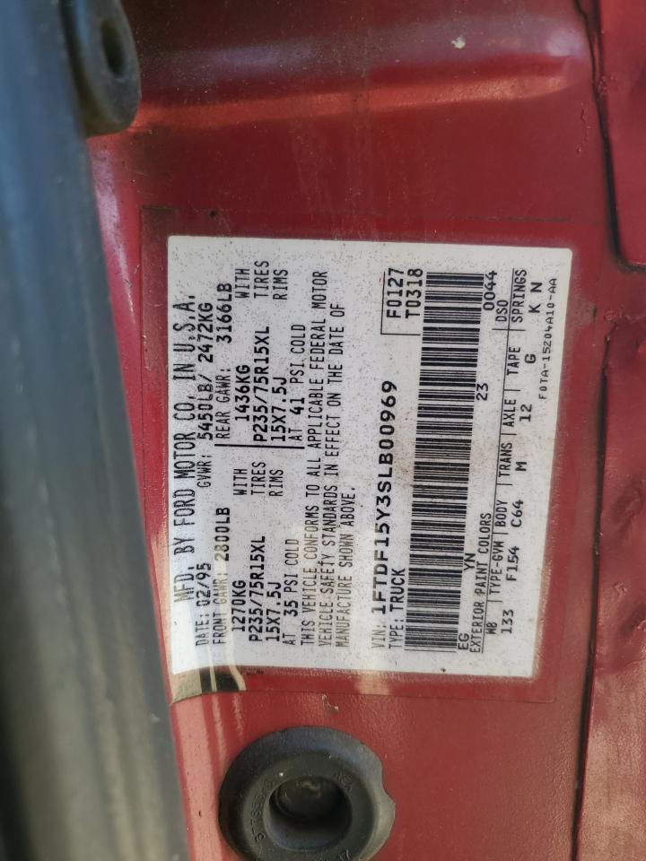 1995 Ford F150 VIN: 1FTDF15Y3SLB00969 Lot: 53153305